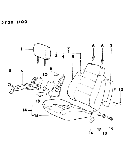 1985 Dodge Colt Front Right Seat Diagram