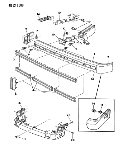 1986 Dodge Omni Bumper, Front And Rear Diagram