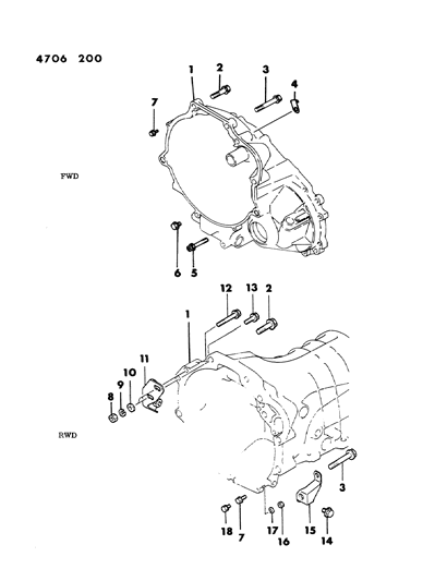 1984 Dodge Conquest Housing - Clutch With Mounting Bolts Diagram