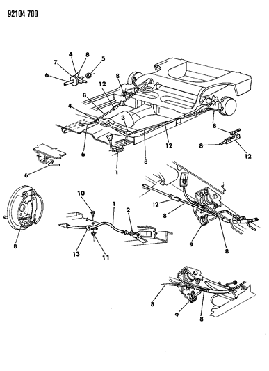 1992 Dodge Shadow Cable, Parking Brake Diagram