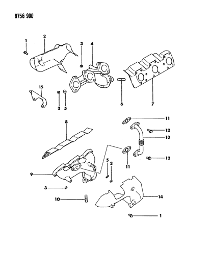 1989 Dodge Raider Manifolds - Intake & Exhaust Diagram 2