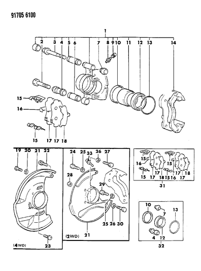 1991 Dodge Ram 50 Front Brakes Diagram