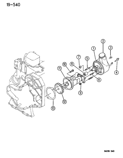 1994 Dodge Ram 3500 Power Steering Pump & Attaching Parts Diagram