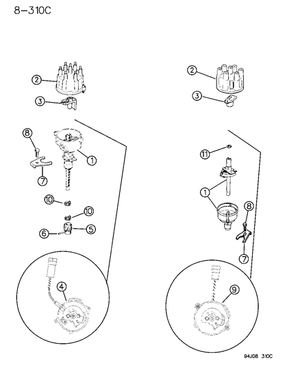 1994 Jeep Grand Cherokee Rotor-Assembly-Distributor Diagram for 56027075