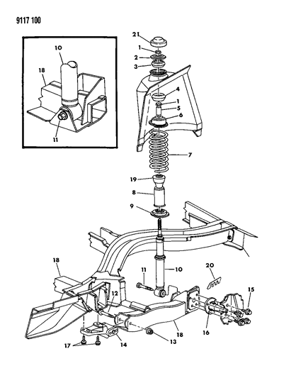 1989 Dodge Omni Suspension - Rear Diagram