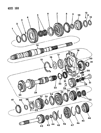 1987 Dodge Dakota Bearing Gear IDLER Diagram for 4338079