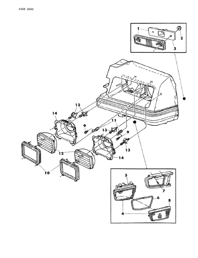 1984 Dodge Omni Lamps - Front Diagram 2