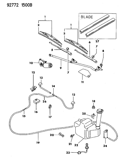 1994 Dodge Stealth Windshield Wiper & Washer System Diagram