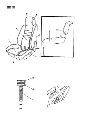 1988 Chrysler LeBaron Premium Front Seat Diagram 2
