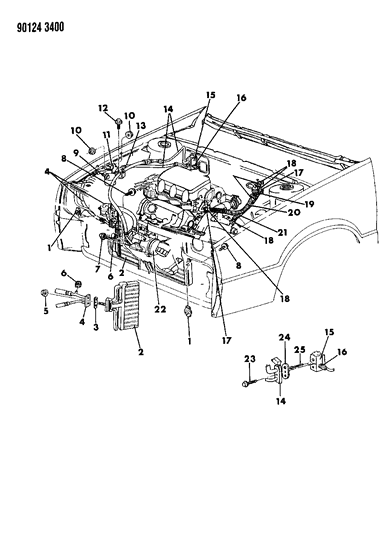 1990 Dodge Daytona Plumbing - A/C & Heater Diagram 2