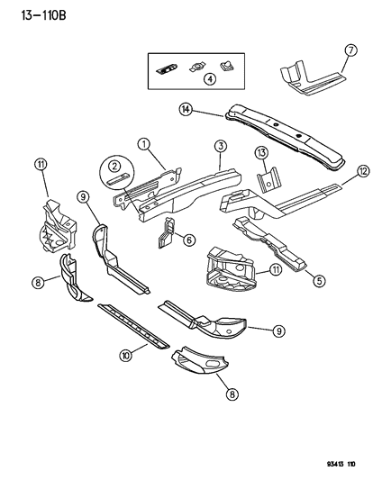 1996 Dodge Intrepid Frames, Front Diagram