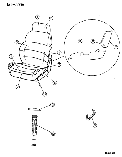 1995 Chrysler LeBaron Front Seat Diagram 1