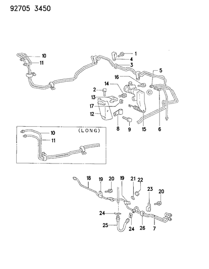 1993 Dodge Ram 50 Brake Lines & Hoses, Rear Diagram 1