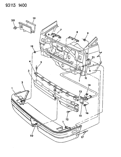 1993 Dodge Daytona Fascia, Rear Diagram