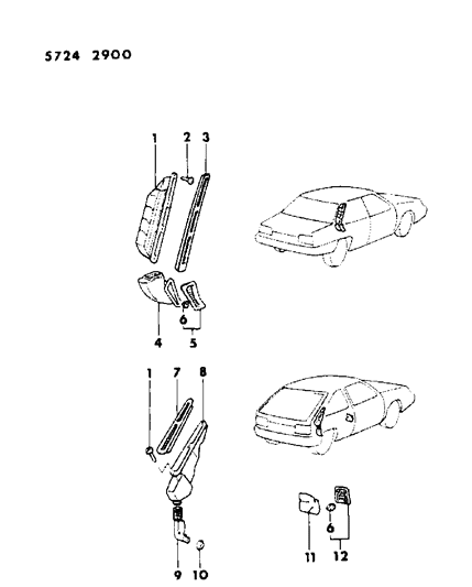 1985 Dodge Colt Rear Duct, Garnish, Air Outlet Diagram