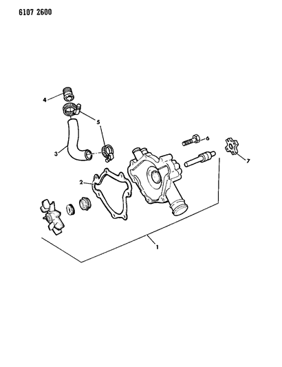 1986 Chrysler LeBaron Water Pump & Related Parts Diagram 4