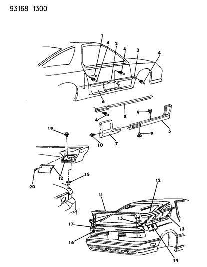 1993 Dodge Daytona Ground Effects Package Diagram