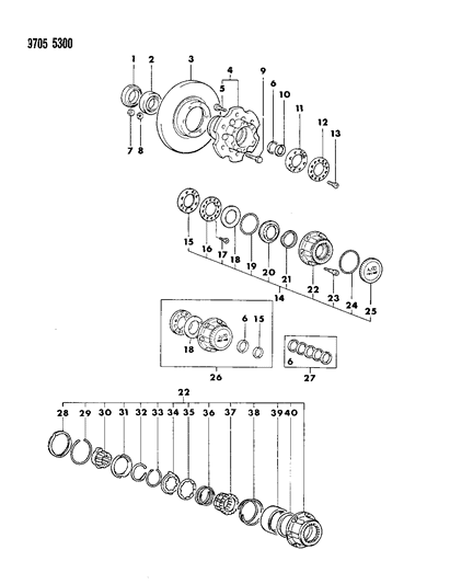 1989 Dodge Raider Brake, Disc And Bearings, Front Diagram