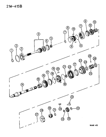 1995 Jeep Cherokee Gear Train , Reverse Idler Diagram 1