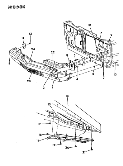 1990 Chrysler Imperial Fascia, Bumper Front Diagram 2