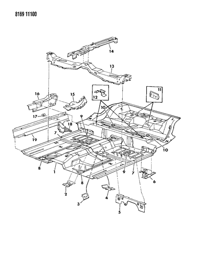 1988 Dodge Daytona Floor Pan Front Diagram