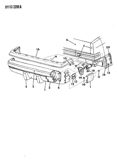 1991 Chrysler Imperial Fascia, Bumper Rear Diagram 2