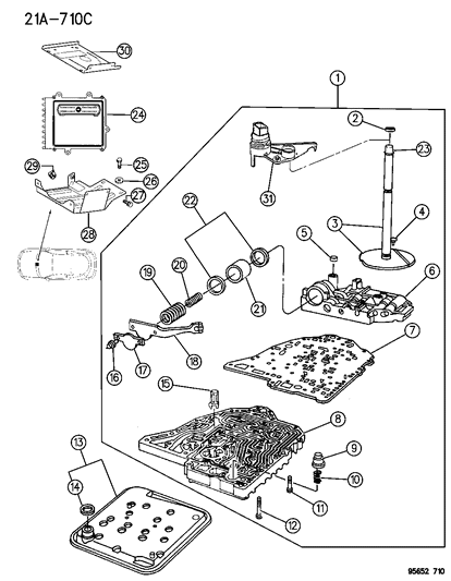 1996 Chrysler Sebring Transfer Plate & Valve Body Assembly Diagram for R4863881