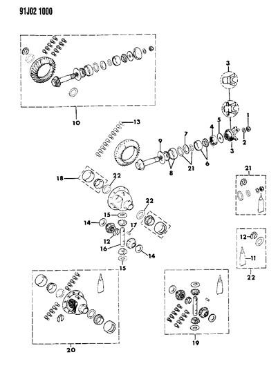 1993 Jeep Wrangler Differential - Front Axle Diagram