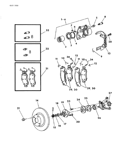 1984 Chrysler Town & Country Brakes, Front Diagram 1