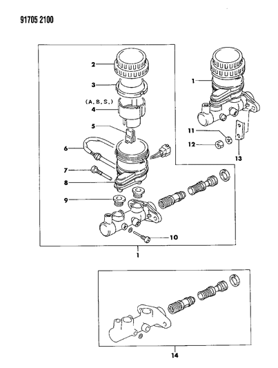 1991 Dodge Stealth Brake Master Cylinder Diagram