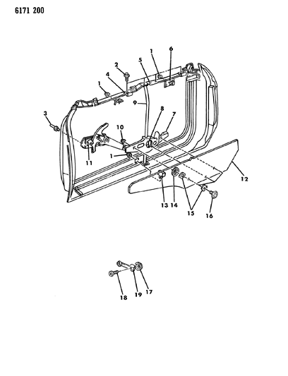 1986 Dodge Charger Door, Front Glass & Regulators Diagram