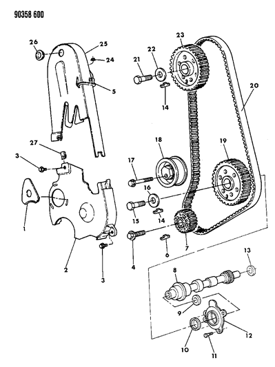 1991 Dodge Dakota Camshaft & Valves Diagram 3