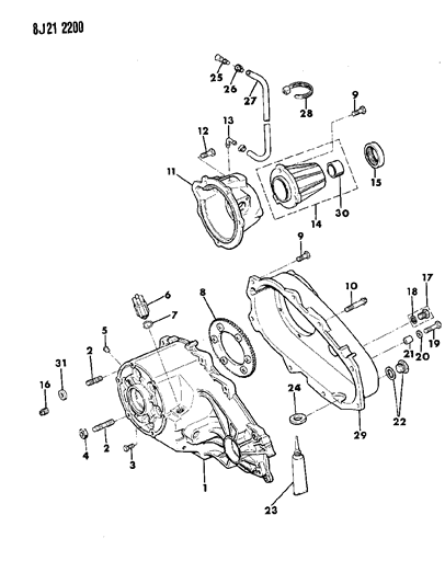 1987 Jeep Wrangler Case, Extension & Miscellaneous Parts Diagram 2