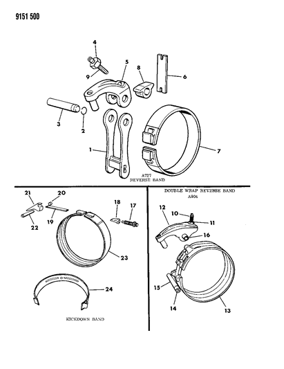 1989 Chrysler Fifth Avenue Bands, Reverse & Kickdown With Linkage Diagram