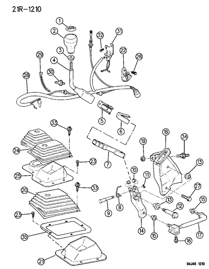 1995 Jeep Wrangler Controls, Shift Diagram