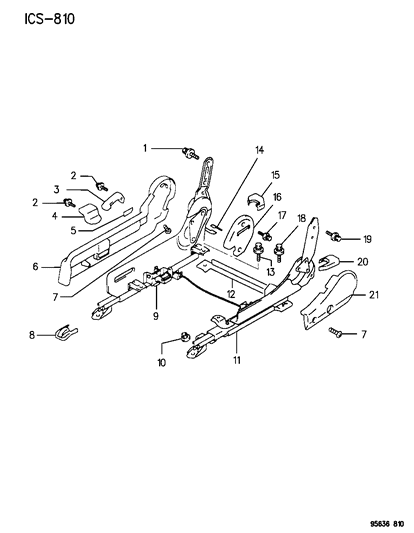 1995 Chrysler Sebring Adjusters - Right Seat Diagram