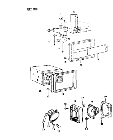 1987 Dodge Raider Instrument Panel Radio & Speakers Diagram