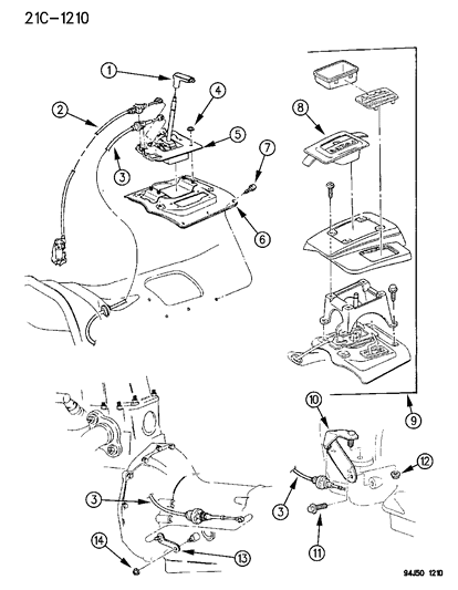 1995 Jeep Grand Cherokee Controls , Gearshift , Floor Mounted Diagram 1