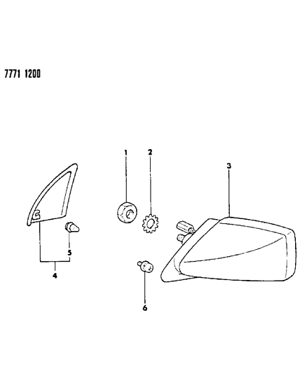 1987 Chrysler Conquest Mirror - Exterior Diagram