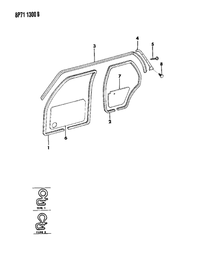 1992 Dodge Monaco Weatherstrips - Door Front And Rear Diagram