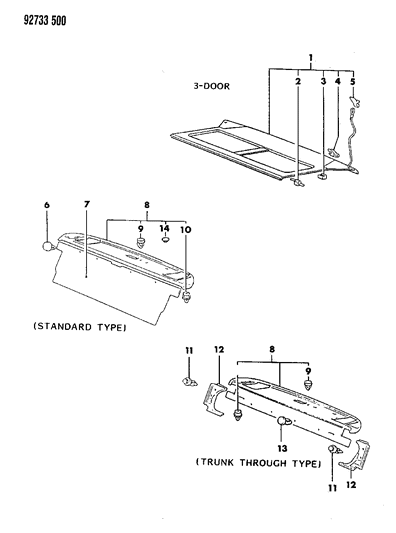 1992 Dodge Colt Shelf Panel Diagram