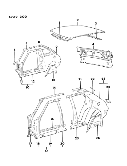 1984 Dodge Colt Body - Sheet Metal Diagram 2