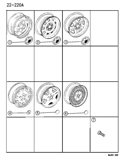 1995 Jeep Cherokee Caps, Wheel Cover & Center Diagram