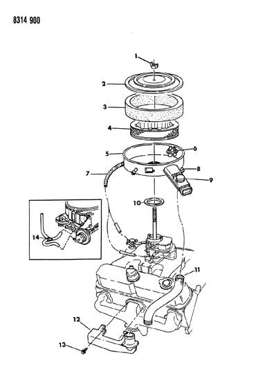 1988 Dodge W150 Air Cleaner Diagram 3