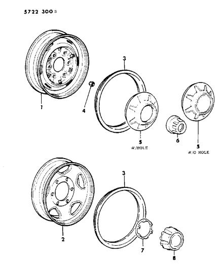 1986 Dodge Ram 50 Wheels & Covers Diagram