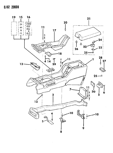 1988 Jeep Comanche Console Diagram