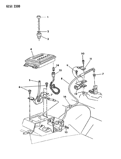 1986 Chrysler LeBaron Controls, Gearshift, Floor Shaft Diagram 1