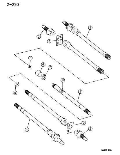 1995 Dodge Ram 2500 Shafts - Front Axle Diagram