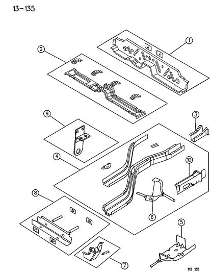 1996 Dodge Neon Frame, Rear Diagram