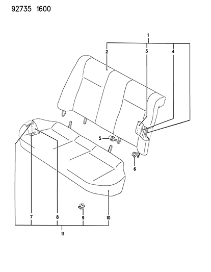 1993 Dodge Colt Rear Seat Diagram 1